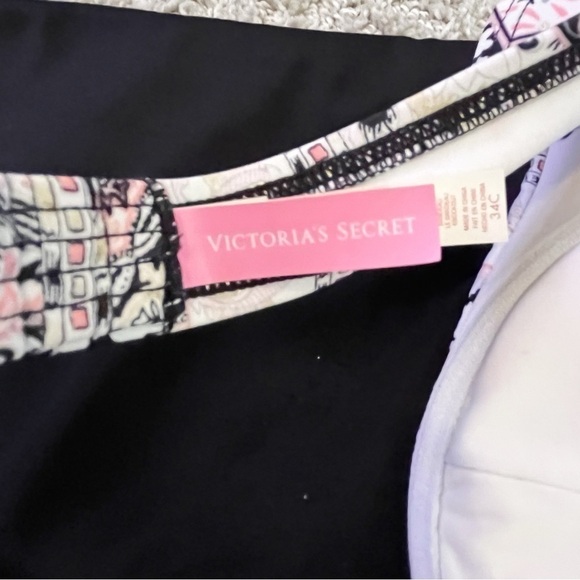 Victorias Secret Foldover Bikini Black Pink Sz 34C / M Convertible Cheeky Padded - Picture 10 of 12